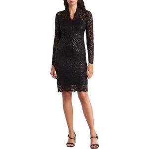 Marina Sequin Lace Long Sleeve Sheath Dress size 12 (b52)